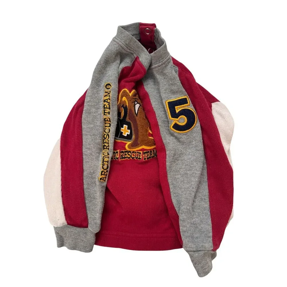 Vintage GYMBOREE Walrus Arctic Rescue Team Long Sleeve Top 12-18 Months Red Gray